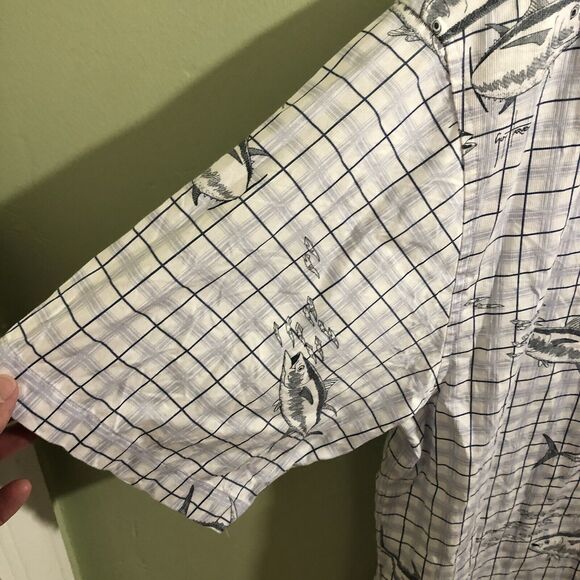 Guy Harvey Men's Casual Button Down Shirt Fish Blue White Size Large - Picture 4 of 5